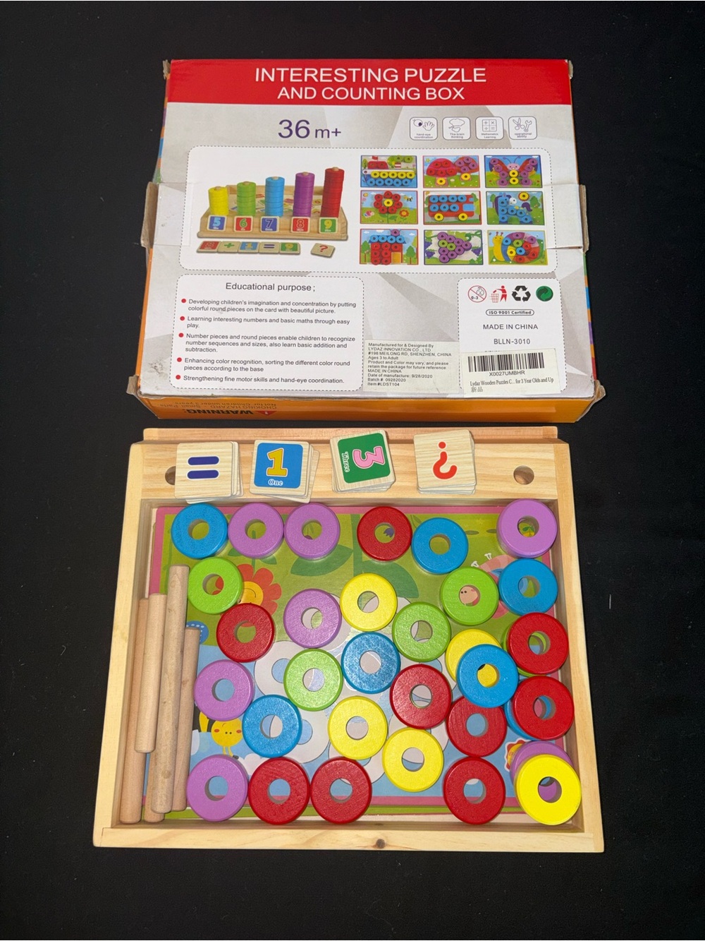 Wooden Counting & Stacking Toy - Multicolor Educational Puzzle for Kids